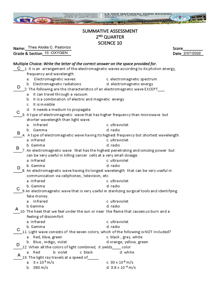 Sci Summative Assessment Do Not Delete | PDF | Electromagnetic ...