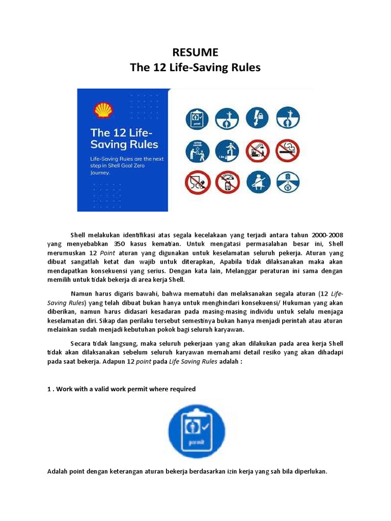 7 Resume The 12 LifeSaving Rules Shell PDF