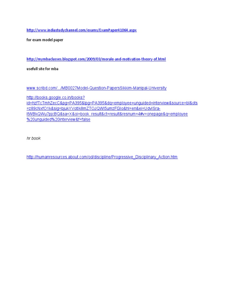 For Exam Model Paper: HR Book | PDF