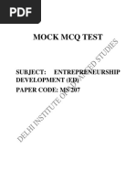 Mock MCQ Test: Subject: Entrepreneurship Development (Ed) Paper Code: Ms 207