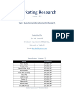 Marketing Research: Topic: Questionnaire Development in Research
