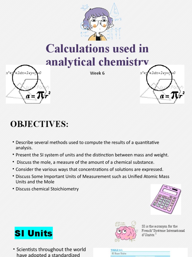 Analytical Chemistry Calculations Guide | PDF | Mole (Unit) | Weight