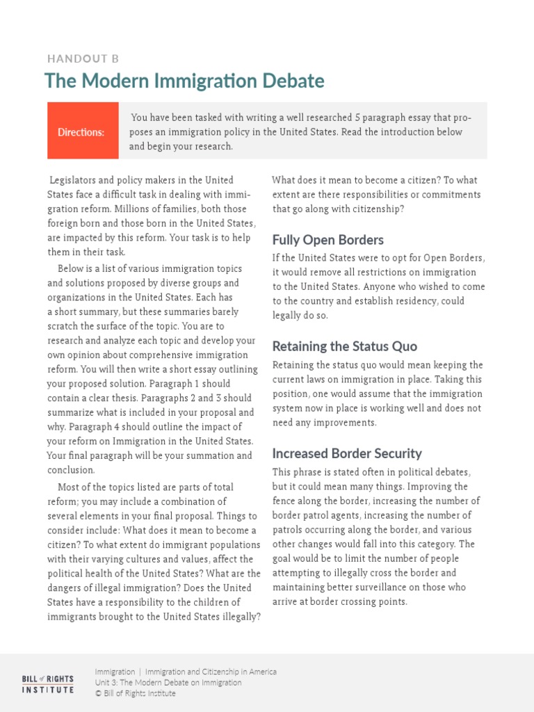 The Modern Immigration Debate: Fully Open Borders | PDF | Immigration ...