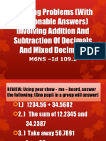 Creating Problems (With Reasonable Answers) Involving Addition and Subtraction of Decimals and Mixed Decimals