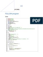 FOLLOW program code for generating follow sets of context-free grammar productions