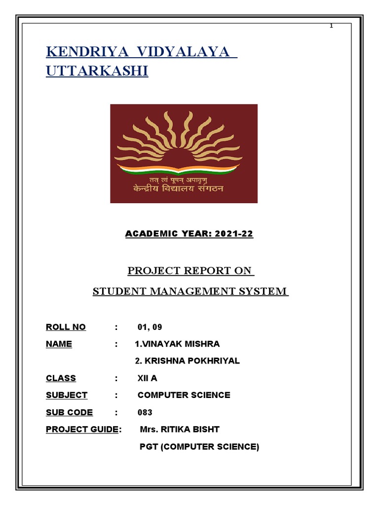 Student Management System Project Report | PDF | Information | System