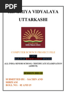 Class 12 Computer Science Project Python | PDF | Python (Programming ...