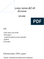 Embryonic Terms &cell Division: DR Kibe