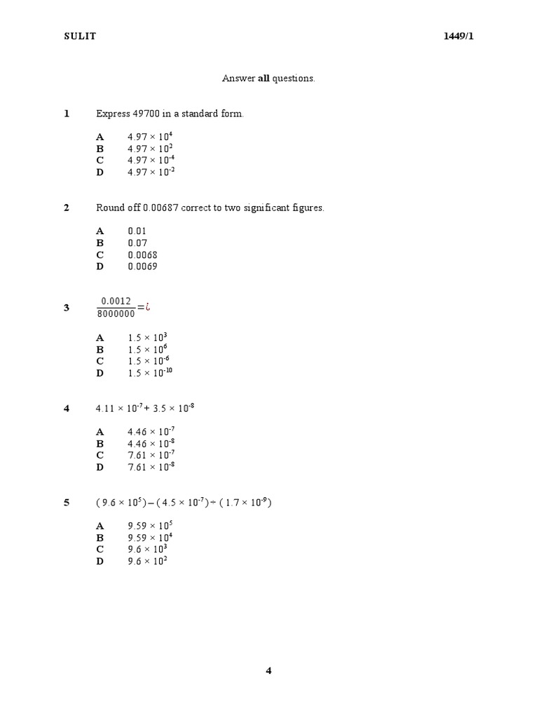 Algebra 1 midterm exam