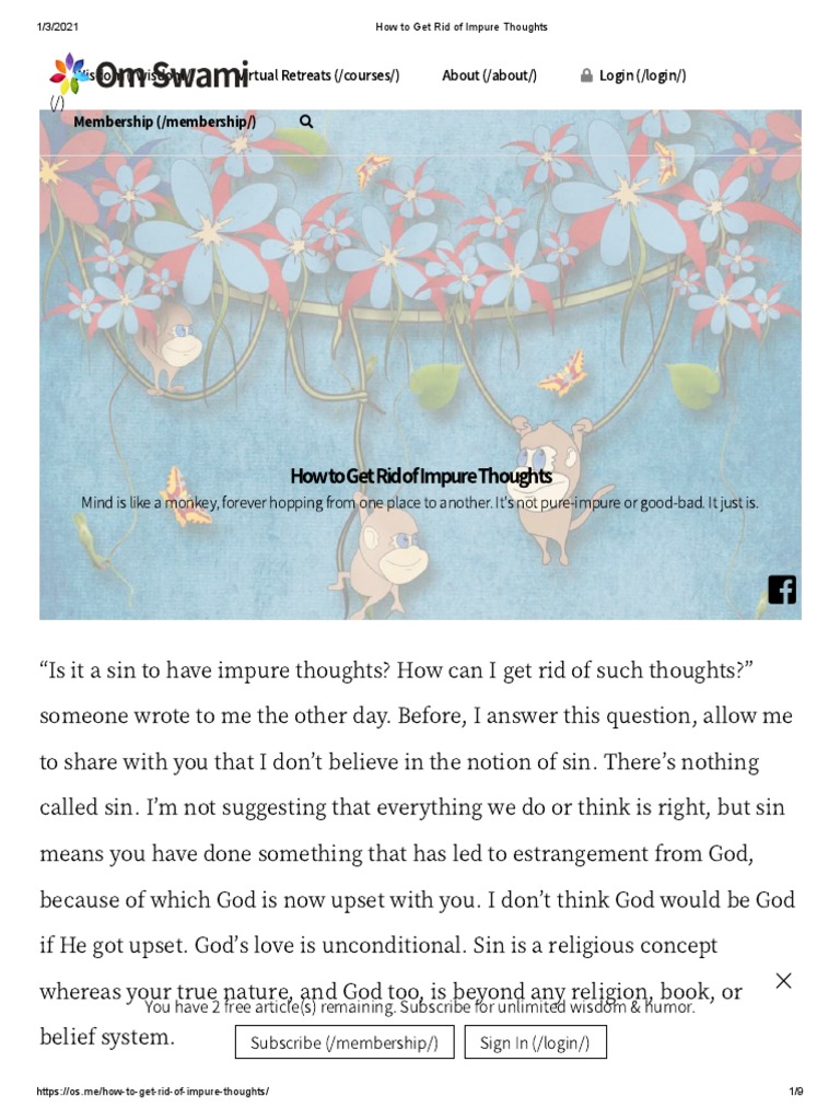 How To Get Rid of Impure Thoughts PDF Thought Sin