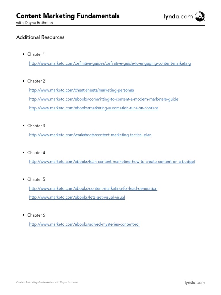 Content Marketing Fundamentals - Additional Resources | PDF
