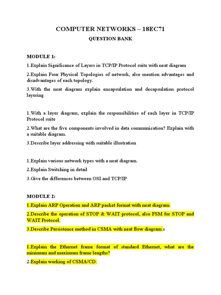 CN Question Bank (Autorecovered) | PDF | Computer Network ...