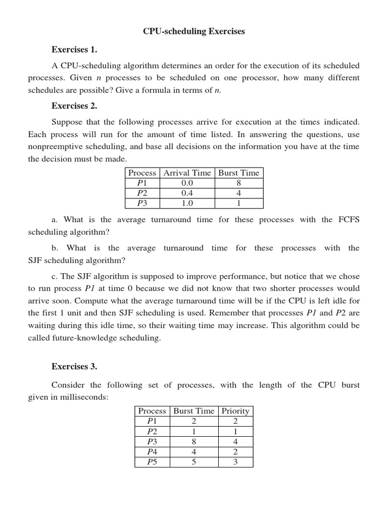 CPU-scheduling Exercises | PDF | Scheduling (Computing) | Operating ...