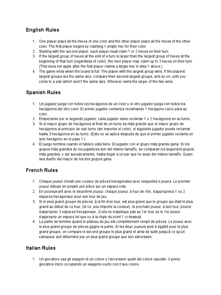 Catchup Rules in Spanish, French, Italian, Simple Chinese, Traditional