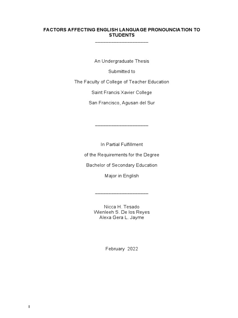 Factors Influencing English Pronunciation | PDF | Second Language ...