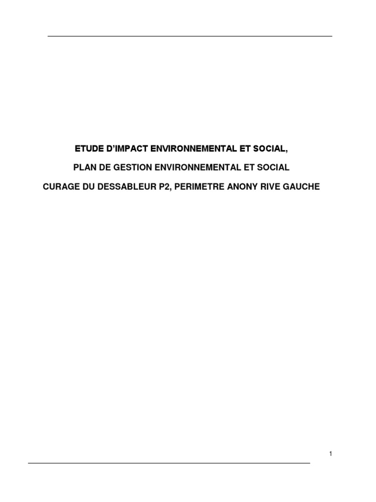 Étude d'Impact Environnemental et Social | PDF | Environnement naturel ...