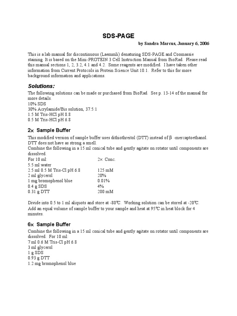 SDS Page | PDF | Physical Chemistry | Chemistry
