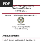 Ecen720: High-Speed Links Circuits and Systems Spring 2021: Lecture 11: Clocking Architectures & Plls