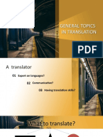 General Topics in Translation