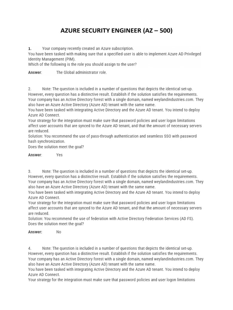 AZ 500 Questions PDF Active Directory Password