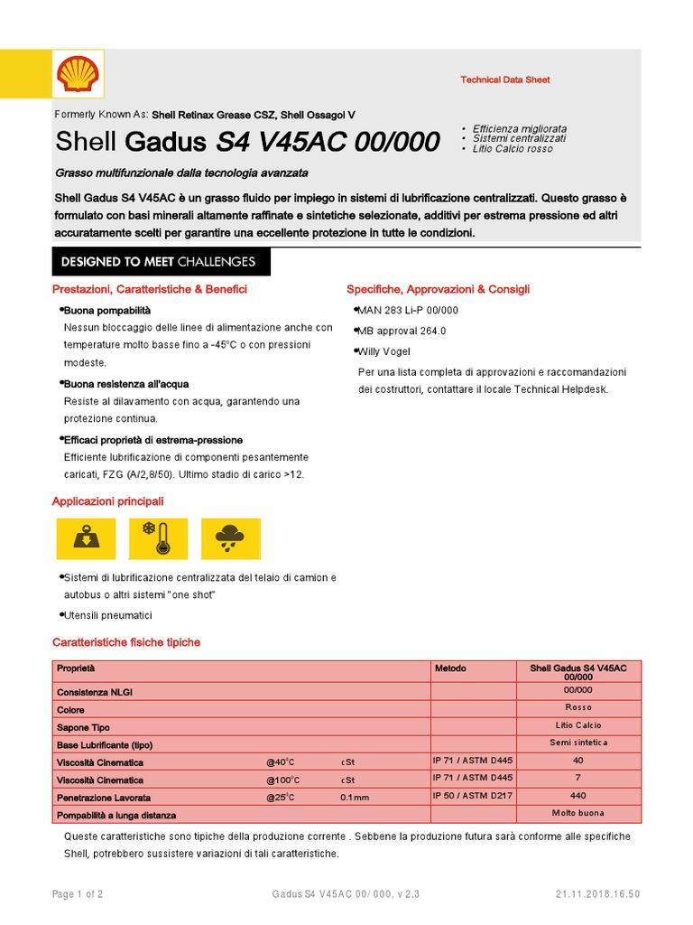 Shell Gadus S4 V45AC 00-000 Pds 2018 | PDF