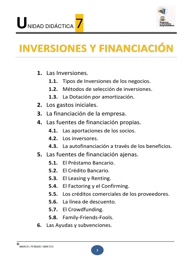 Unidad 7 - Inversiones y Financiación | PDF | Tasa interna de retorno ...