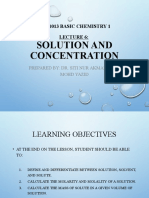 Solution and Concentration: Sku1013 Basic Chemistry 1