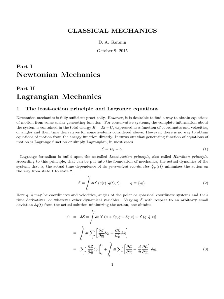 Lagrangian Mechanics | PDF | Lagrangian Mechanics | Eigenvalues And ...