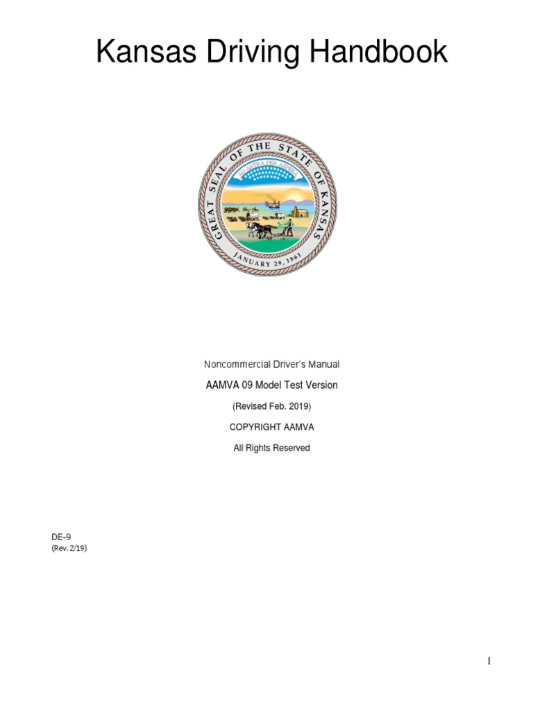 Kansas Driving Handbook: Noncommercial Driver's Manual AAMVA 09 Model ...