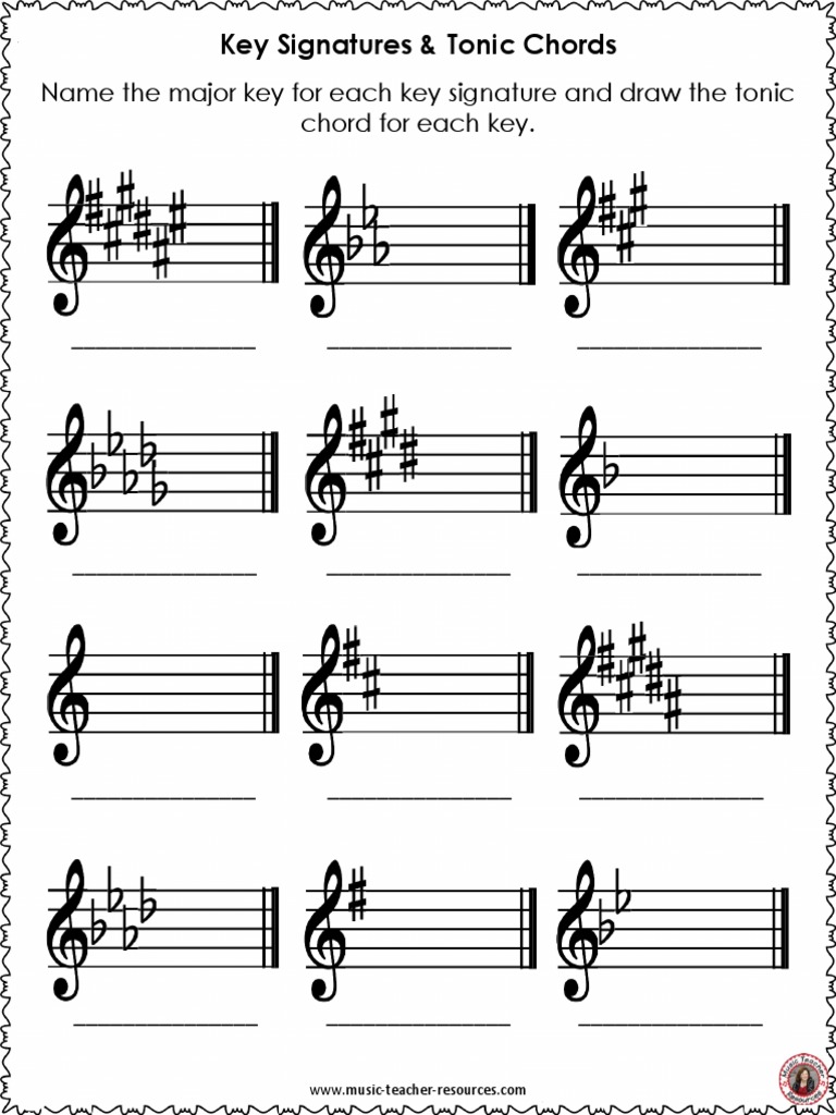 Major Key Signatures and Tonic Triads SEC PDF
