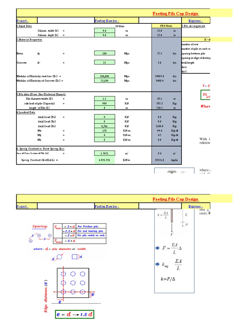 Footing Pile Cap Design Specifications | PDF | Deep Foundation | Young ...