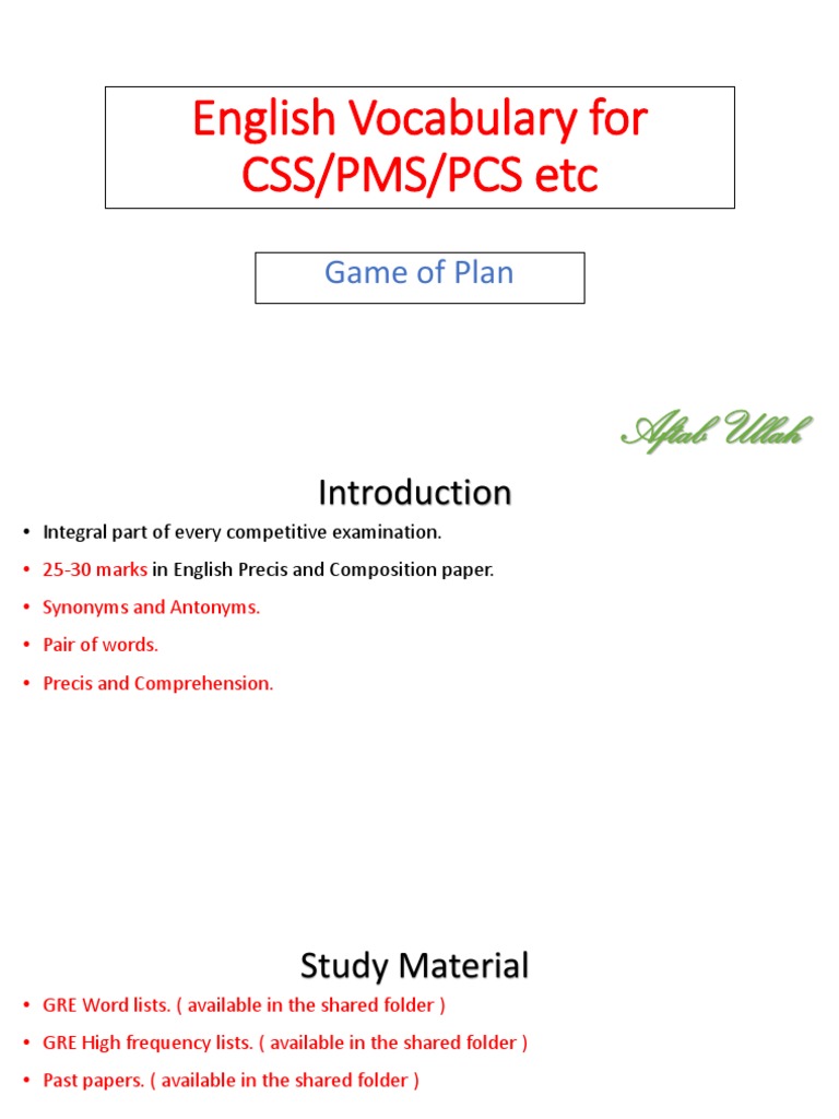 English Vocabulary For CSS | PDF | Communication | Cognitive Science