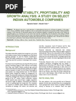 Financial Stability, Profitability and Growth Analysis: A Study On Select Indian Automobile Companies