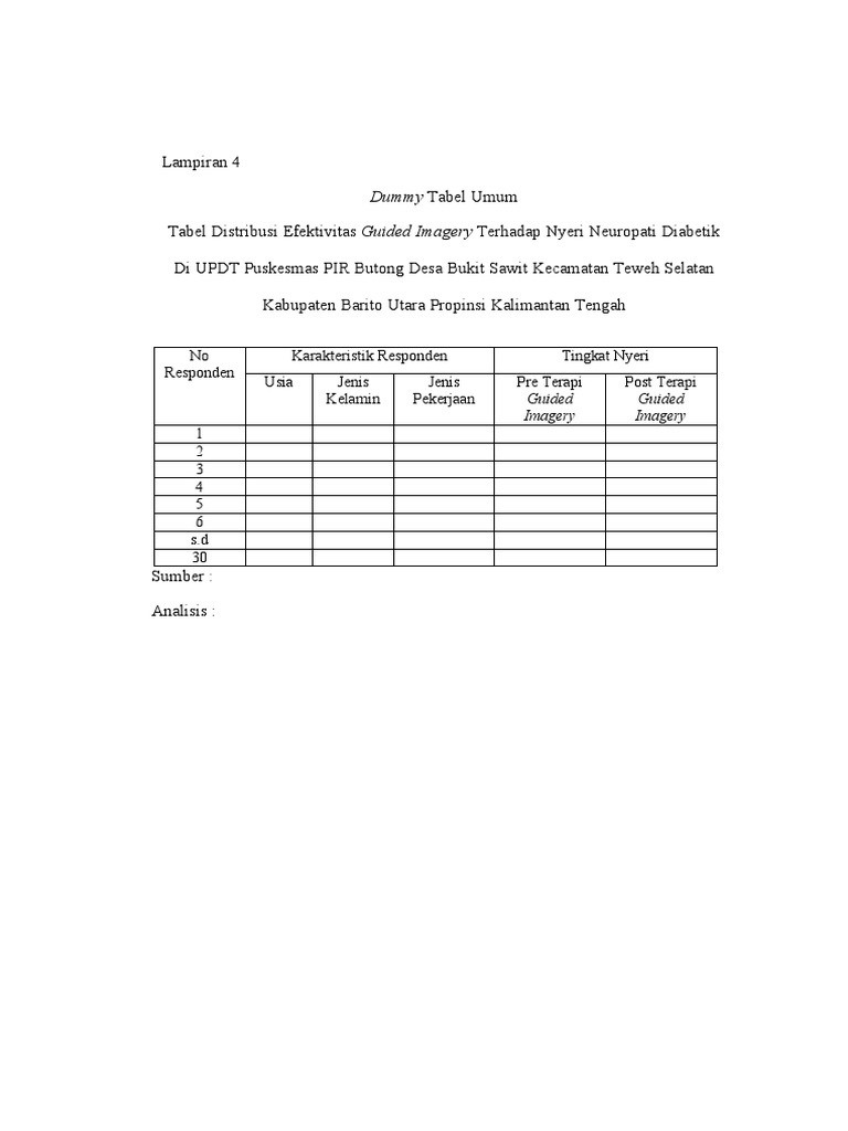 Dummy Tabel Penelitian Nyeri Diabetik | PDF
