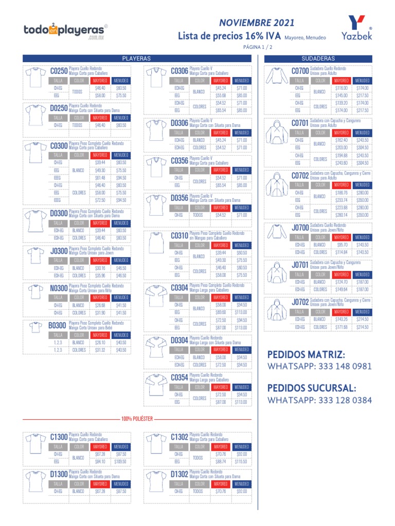 Lista de Precios Yazbek PDF Textiles Tejidos