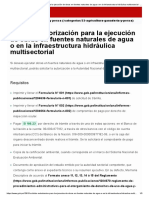 Solicitar autorización para la ejecución de obras en fuentes naturales de agua o en la infraestructura hidráulica multisectorial - Gobierno del Perú