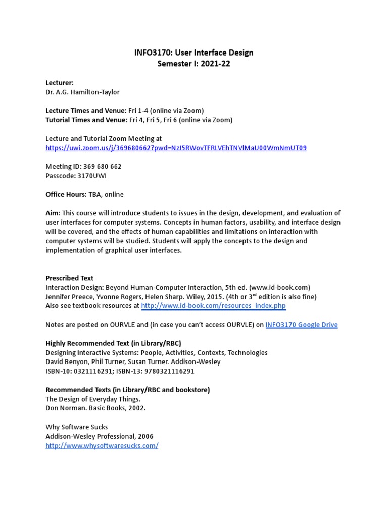 User Interface Design Course Syllabus | PDF | User Interface | Human ...