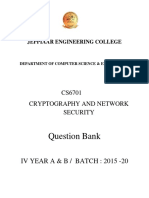 Jeppiaar Engineering College Department of Computer Science & Engineering Question Bank for CS6701 Cryptography and Network Security