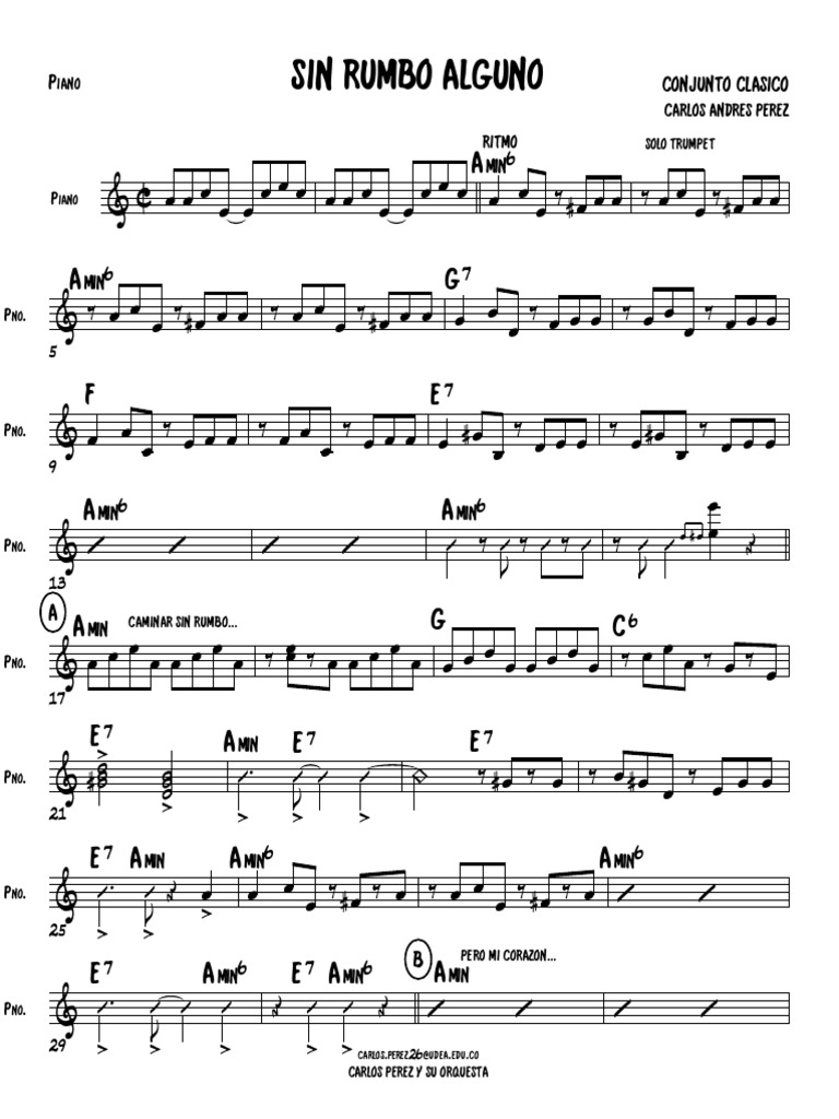 Sin Rumbo Alguno - Piano | PDF