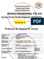 Mining Eng PTR 324 Lecture 1