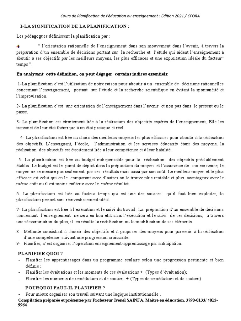 Étapes de la Planification Éducative | PDF | Pédagogie | Planification