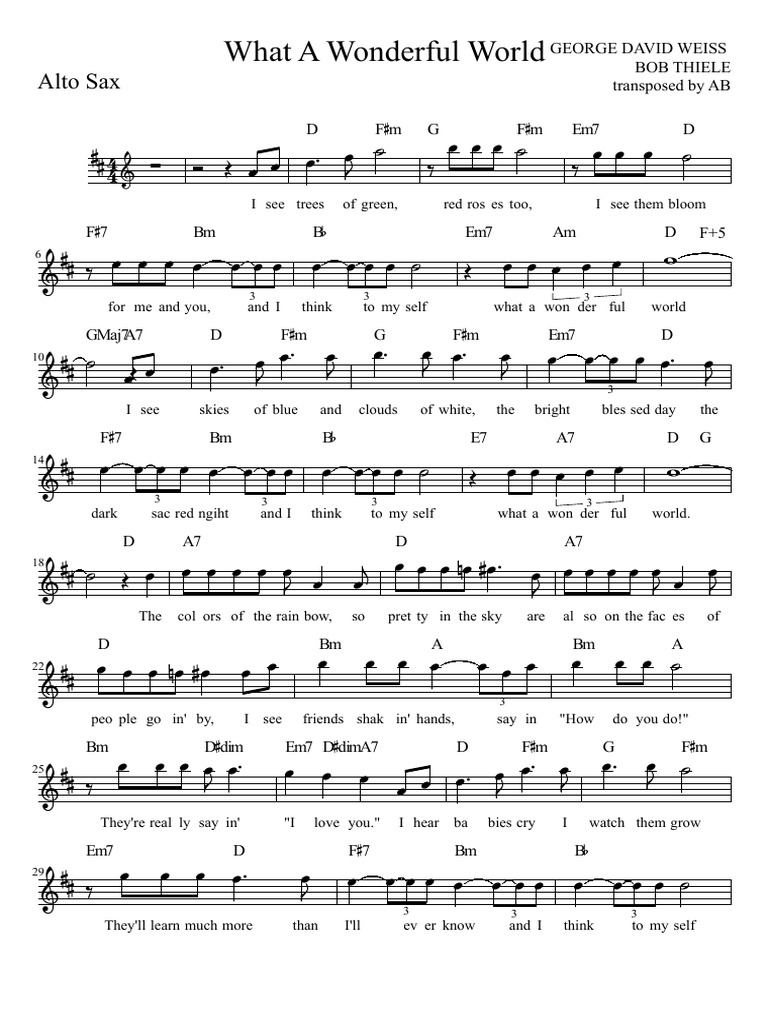 What A Wonderful World Alto Sax PDF