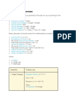 Below Is The List of Various Geometry Formulas For You According To The Geometric Shape