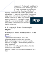 A Photograph Poem Summary in English