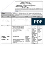 Session Plan: Admas University Meskel TVET College Department of Business and Finance