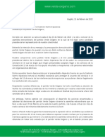 Carta Ingrid Betancourt asamblea