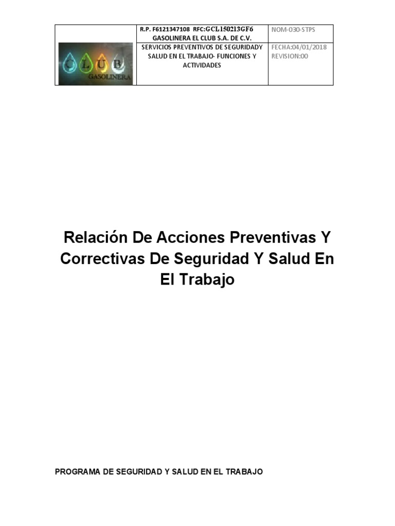 Acciones Preventivas y Correctivas en SST | PDF | Ciencias de la Salud
