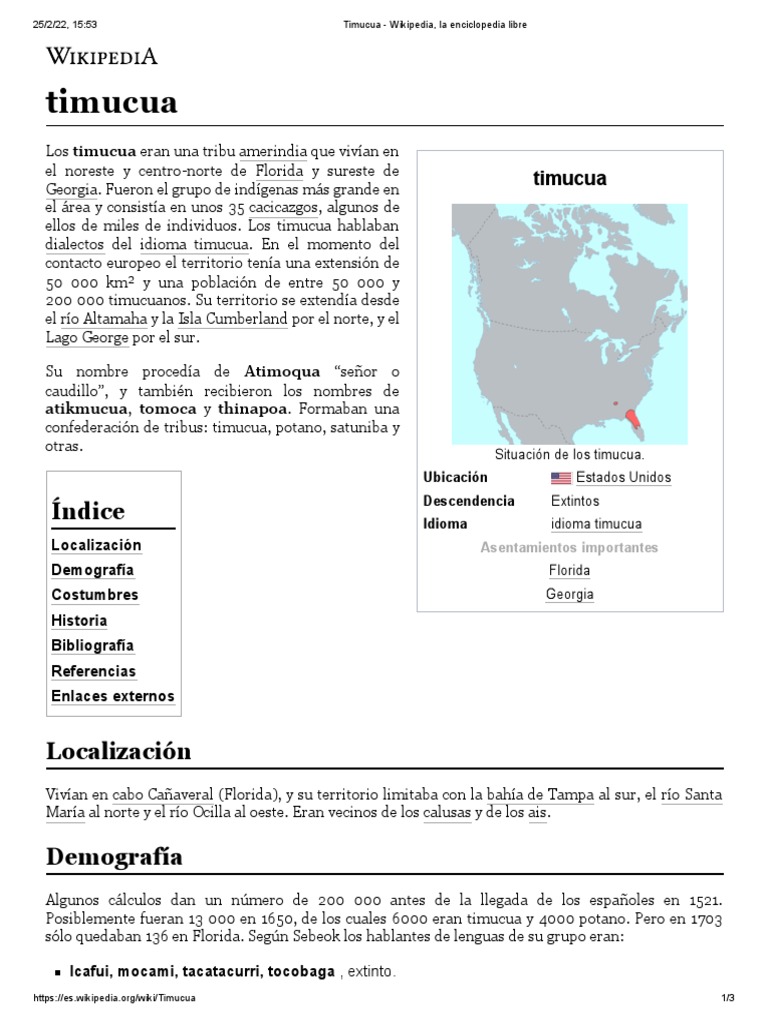 Timucua - Wikipedia, La Enciclopedia Libre | PDF | América del Norte ...