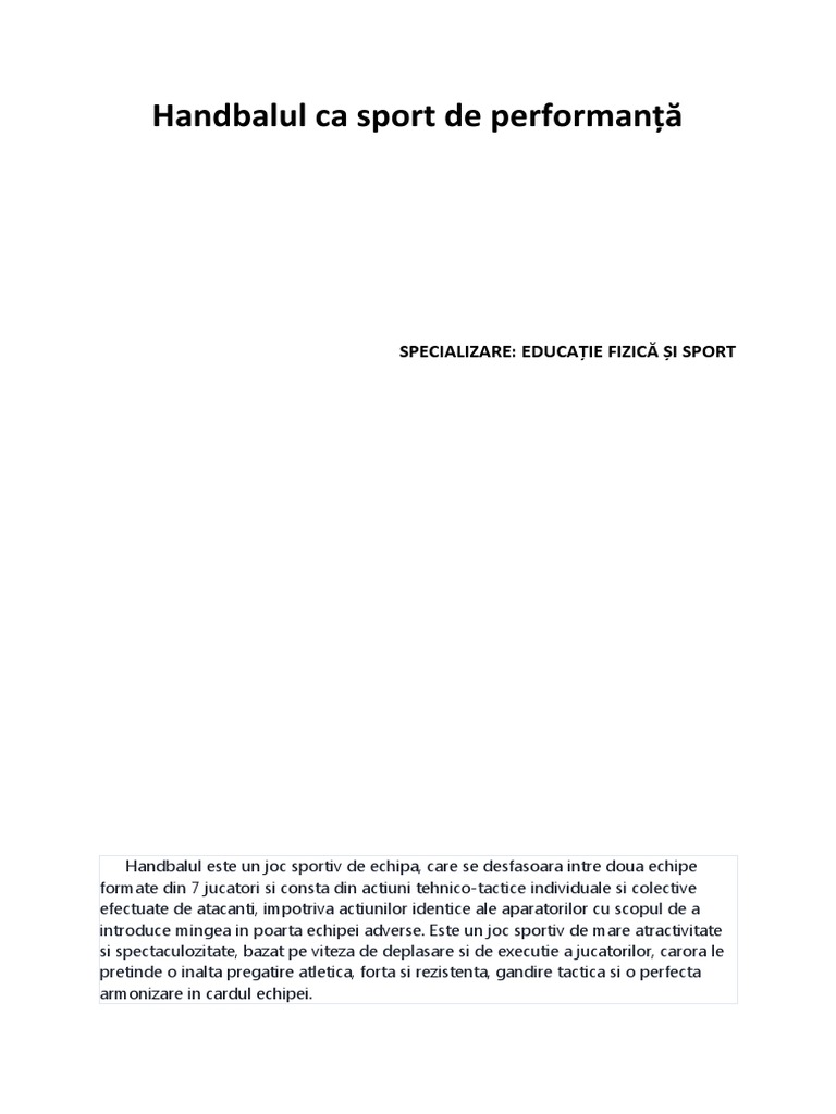 Referat Handbal | PDF