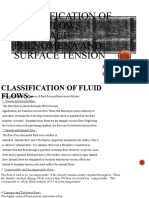 Classification of Fluid Flows, Interface Phenomena and Surface Tension
